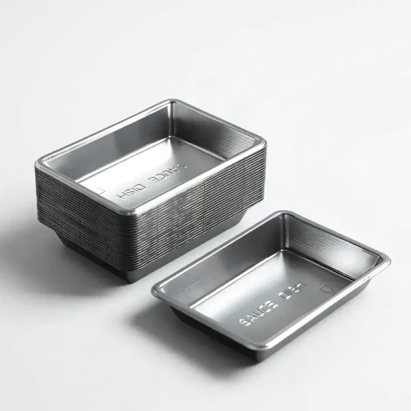 micro-clay-mixing-palette Single rectangular silver-tone plastic tray for dollhouse food display
