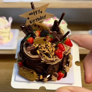 DIY Miniature Chocolate Birthday Cake Air Dry Clay Craft Kit