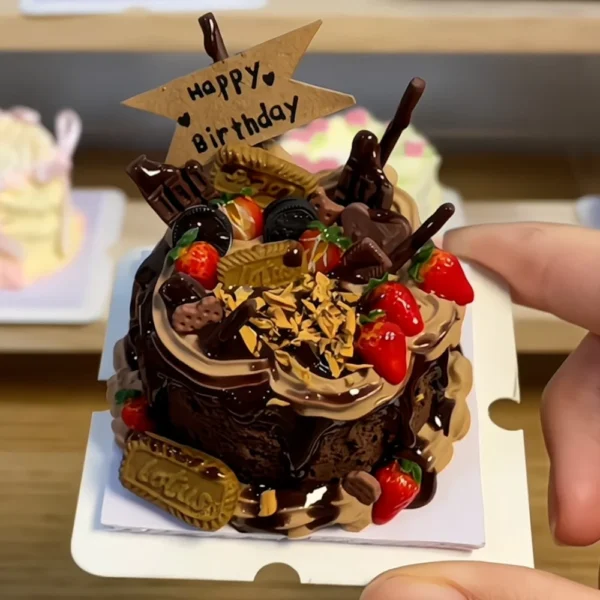 2 DIY Miniature Chocolate Birthday Cake Air Dry Clay Craft Kit