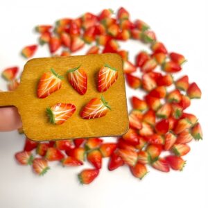 1783850376111--684135275 Miniature Clay Half Strawberry with Leaf