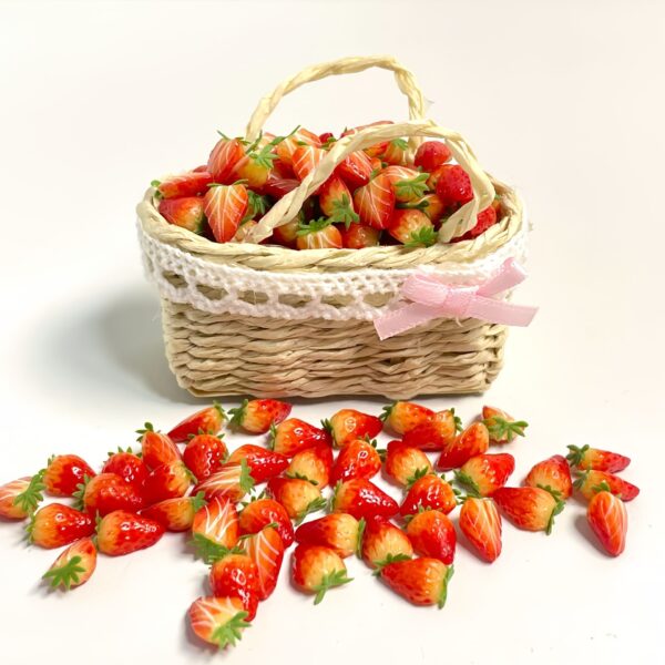 Miniature Clay Half Strawberry with Leaf